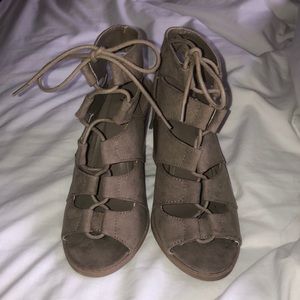 Suede lace up heels